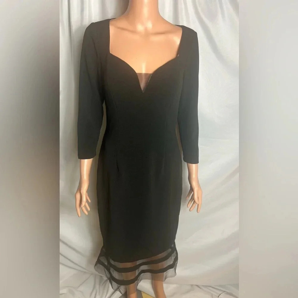 JS Collections Size 4 Womens Mesh Sweetheart Bodycon Dress In Black Formal Party - Picture 3 of 12